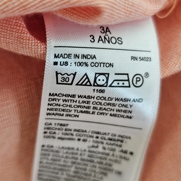 Bundle Old Navy button down collared shirt yellow green peach 3T bundle cotton - Picture 6 of 9